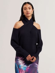 Ted Baker Blue Elanaa Cut Out Detail Knit Sweater - Image 2 of 5