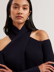 Ted Baker Blue Elanaa Cut Out Detail Knit Sweater - Image 3 of 5