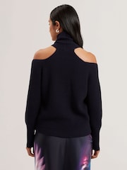 Ted Baker Blue Elanaa Cut Out Detail Knit Sweater - Image 4 of 5
