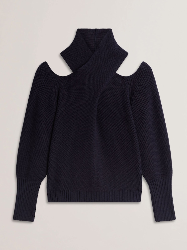 Ted Baker Blue Elanaa Cut Out Detail Knit Sweater - Image 5 of 5