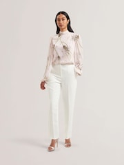 Ted Baker Pink Alati Printed Tie Neck Long Sleeve Blouse - Image 1 of 6