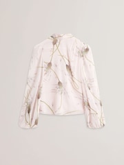 Ted Baker Pink Alati Printed Tie Neck Long Sleeve Blouse - Image 6 of 6