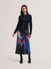 Ted Baker Blue Jaycey Rose Button Crew Neck Cardigan - Image 1 of 6