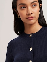 Ted Baker Blue Jaycey Rose Button Crew Neck Cardigan - Image 4 of 6