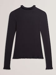 Azul - Suéter Ted Baker Janittt Rib Funnel com babado - Imagem 5 de 6