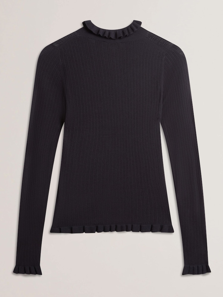Azul - Suéter Ted Baker Janittt Rib Funnel com babado - Imagem 6 de 6