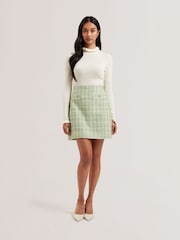 Ted Baker Cream Janittt Rib Funnel Neck Frill Jumper - Image 1 of 6