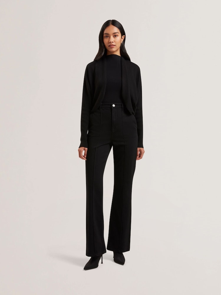 Ted Baker Black Gabrlaa Circular Knit Cropped Shrug Cardigan - Image 1 of 6