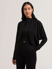 Ted Baker Black Gabrlaa Circular Knit Cropped Shrug Cardigan - Image 2 of 6