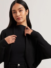 Ted Baker Black Gabrlaa Circular Knit Cropped Shrug Cardigan - Image 4 of 6