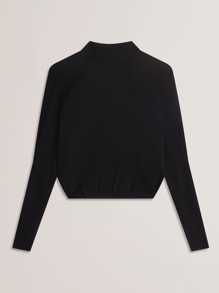 Ted Baker Black Gabrlaa Circular Knit Cropped Shrug Cardigan - Image 6 of 6