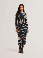 Сетчатое платье миди со сборками и принтом Ted Baker Ellylou - Изображение 1 из 5