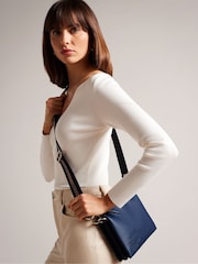 Ted Baker Blue Darceyy Branded Webbing Leather Cross-Body Bag - Image 1 of 5