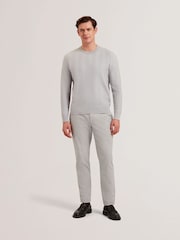 Ted Baker Grey Jamals Long Sleeve Herringbone Stitch Crew Neck Jumper - Image 1 of 6