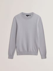 Ted Baker Grey Jamals Long Sleeve Herringbone Stitch Crew Neck Jumper - Image 5 of 6