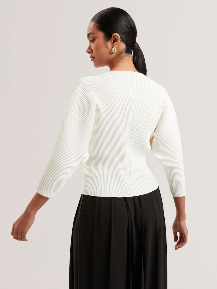 Ted Baker Cream Lilabth Sculptured Rib Sweater - Image 2 of 6