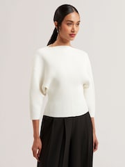 Ted Baker Cream Lilabth Sculptured Rib Sweater - Image 3 of 6