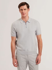 Ted Baker – Fourd – Kurzarm-Polo-Shirt mit Fischgrätenmuster und Reißverschluss - Bild 2 von 6