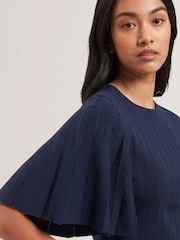 Ted Baker Blue Iivanna Crew Neck Fluted Sleeve Knit Top - Image 4 of 6