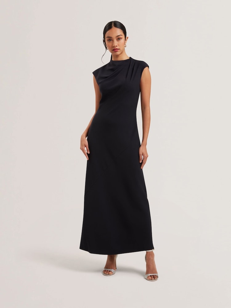 Ted Baker Blue Kyamos Drape Detail Slip Maxi Dress - Image 1 of 5 Ted Baker Blue Kyamos Drape Detail Slip Maxi Dress - Image 1 of 5