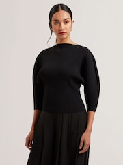 Ted Baker Black Lilabth Sculptured Rib Sweater - Image 2 of 6
