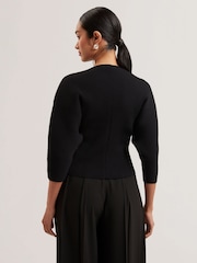 Ted Baker Black Lilabth Sculptured Rib Sweater - Image 3 of 6