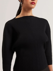 Ted Baker Black Lilabth Sculptured Rib Sweater - Image 4 of 6