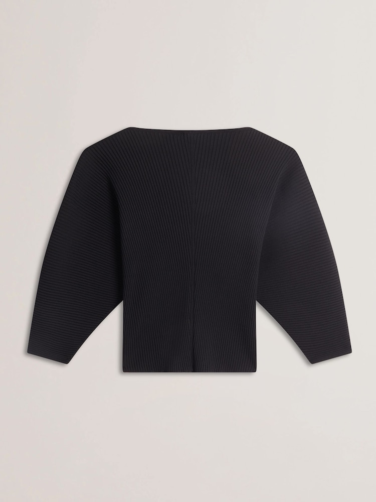 Ted Baker Black Lilabth Sculptured Rib Sweater - Image 6 of 6