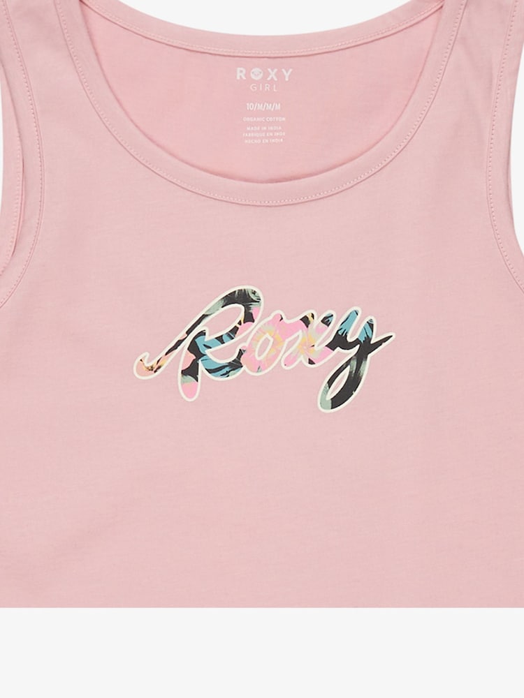Roxy Pink There Is Life Graphic Logo 100% Cotton Vest Top - Image 3 of 3 Roxy Pink There Is Life Graphic Logo 100% Cotton Vest Top - Image 3 of 3