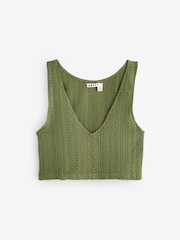 Roxy Green Above Crochet 100% Cotton Crop Top - Image 1 of 1