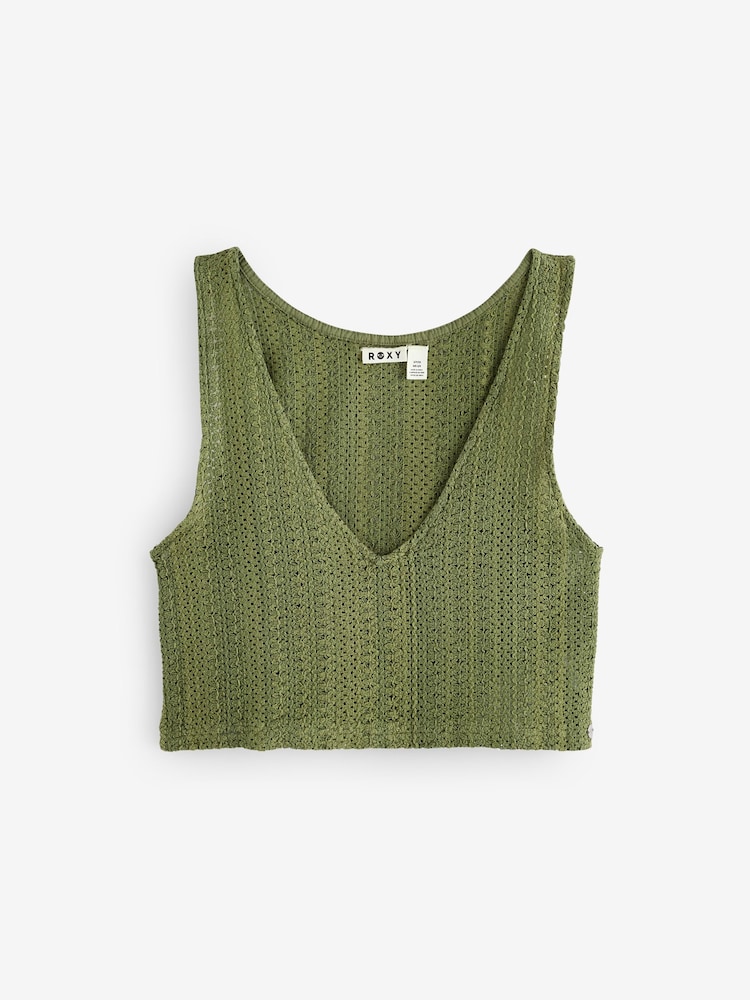 Roxy Green Above Crochet 100% Cotton Crop Top - Image 1 of 1