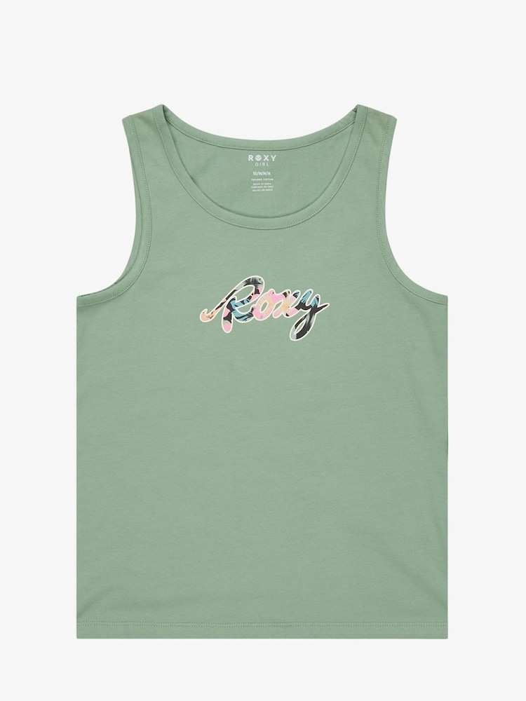 Roxy Green There Is Life Graphic Logo 100% Cotton Vest Top - Image 1 of 3