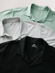 Black / Grey / Sage - Kurzarm-Polo-Shirts mit kubanischem Kragen im 3er-Pack - Image 11 of 12