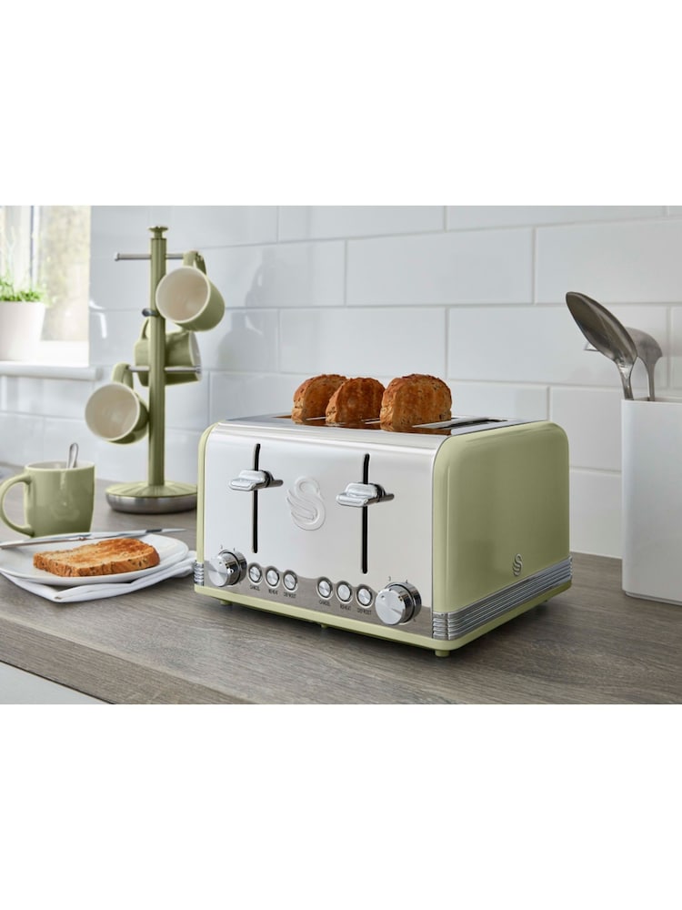 Swan Green 4 Slice Retro Toaster - Image 1 of 6