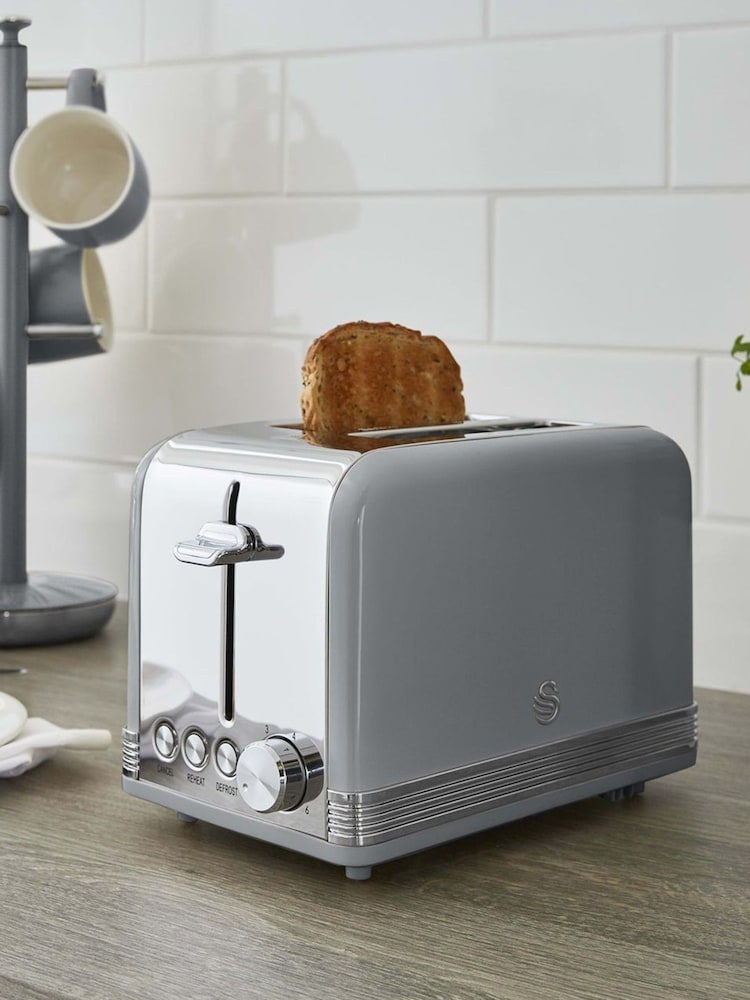 Swan Grey 2 Slice Retro Toaster - Image 2 of 4