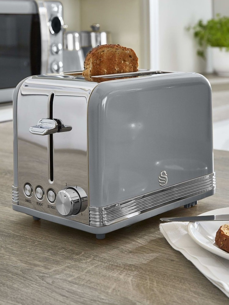 Swan Grey 2 Slice Retro Toaster - Image 4 of 4