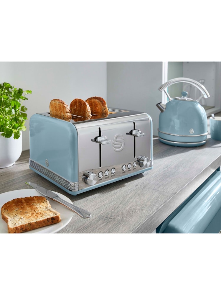 Swan Blue 4 Slice Retro Toaster - Image 6 of 6