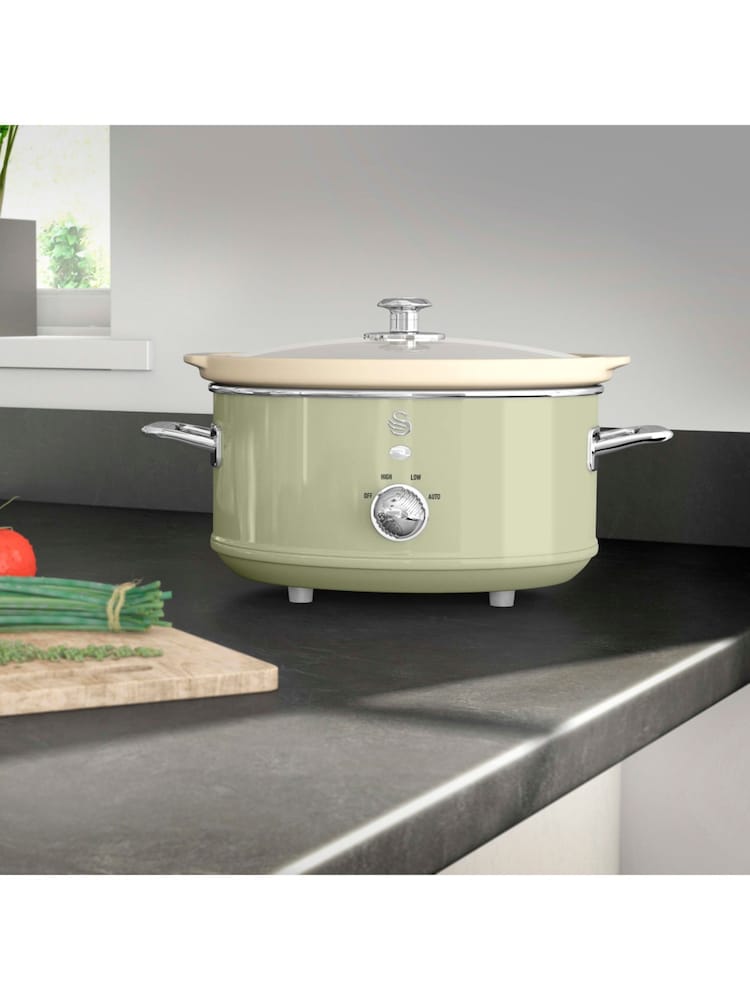 Swan Green 3.5L Slow Retro Cooker - Image 2 of 6