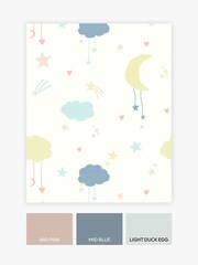 Pastel Moon & Stars Wallpaper - Image 3 of 4