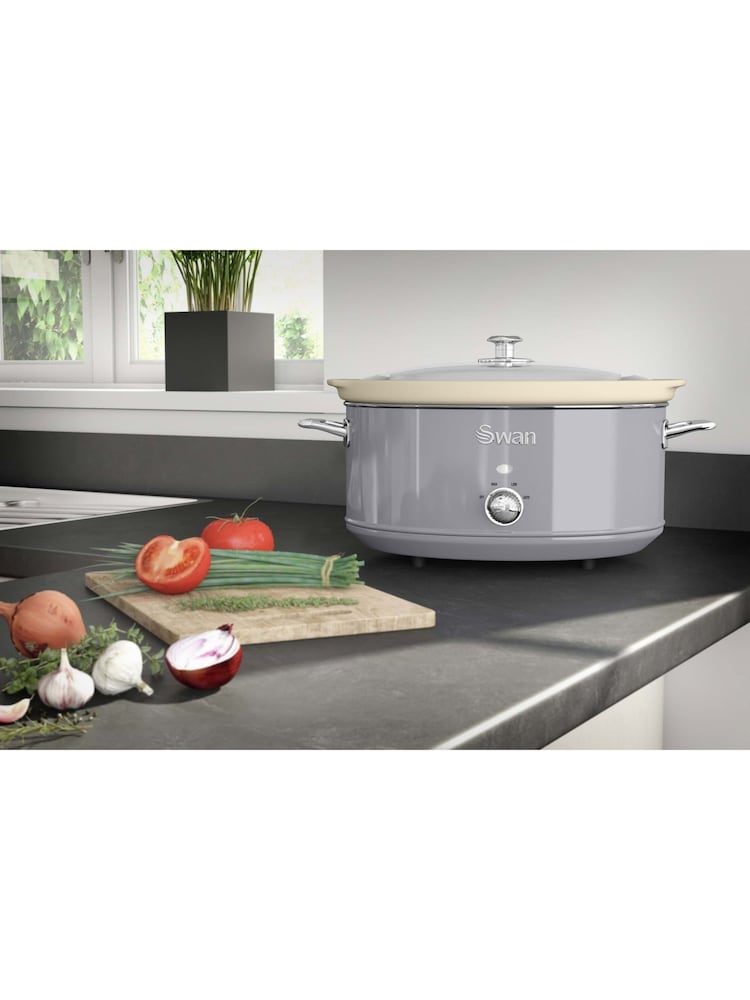 Swan Grey Retro Slow Cooker - Image 2 of 8 Swan Grey Retro Slow Cooker - Image 2 of 8