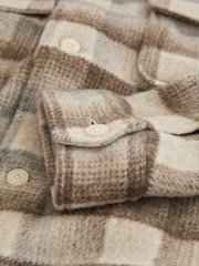 Reiss Oatmeal Mellish Brushed Wool-Blend Check Overshirt - Image 6 of 6