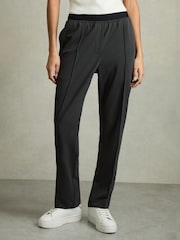 Reiss Charcoal Grey Lucia Petite Elasticated-Waistband Tapered Trousers - Image 1 of 7