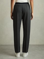 Reiss Charcoal Grey Lucia Petite Elasticated-Waistband Tapered Trousers - Image 3 of 7