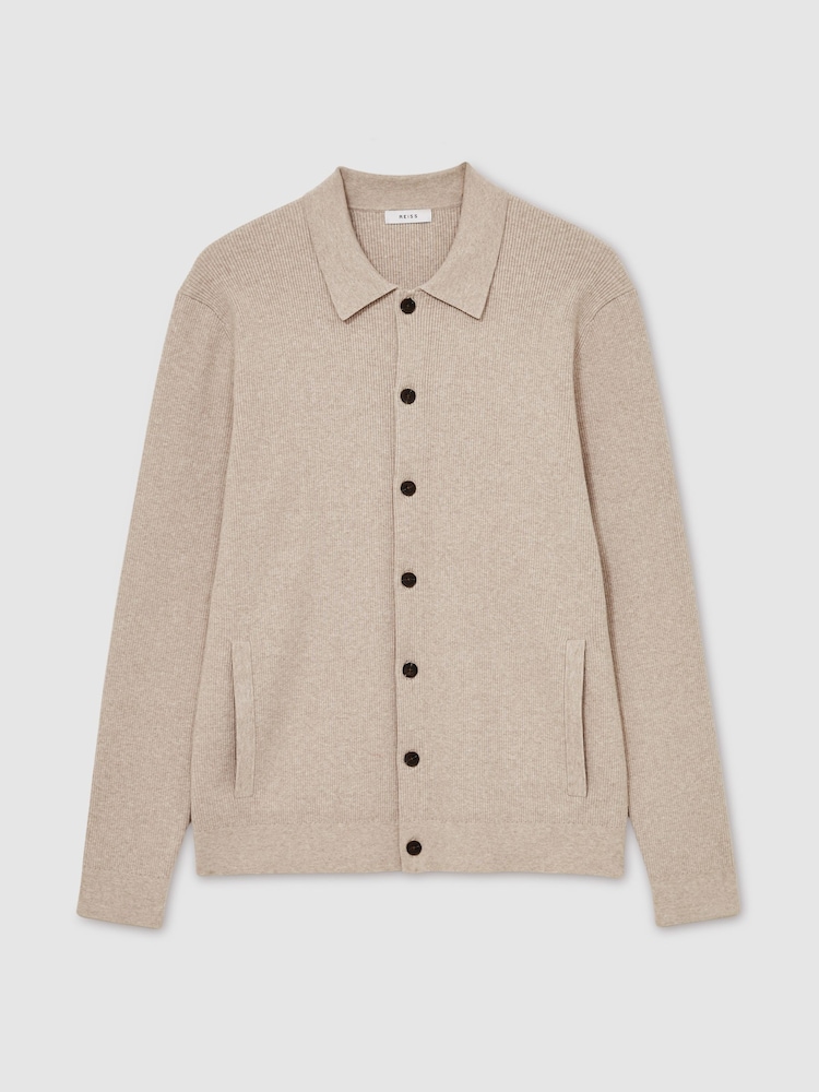 Beige meliert - Reiss Saint Fine-Ribbed Button-Through Cardigan - Bild 2 von 6 Beige meliert - Reiss Saint Fine-Ribbed Button-Through Cardigan - Bild 2 von 6