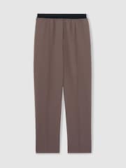Reiss Mink Neutral Lucia Elasticated-Waistband Tapered Trousers - Image 2 of 6