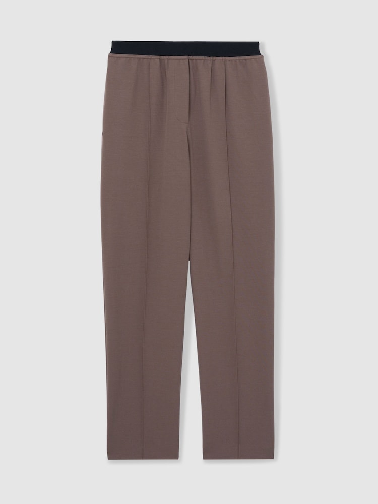 Reiss Mink Neutral Lucia Elasticated-Waistband Tapered Trousers - Image 2 of 6