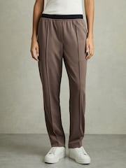 Reiss Mink Neutral Lucia Elasticated-Waistband Tapered Trousers - Image 3 of 6
