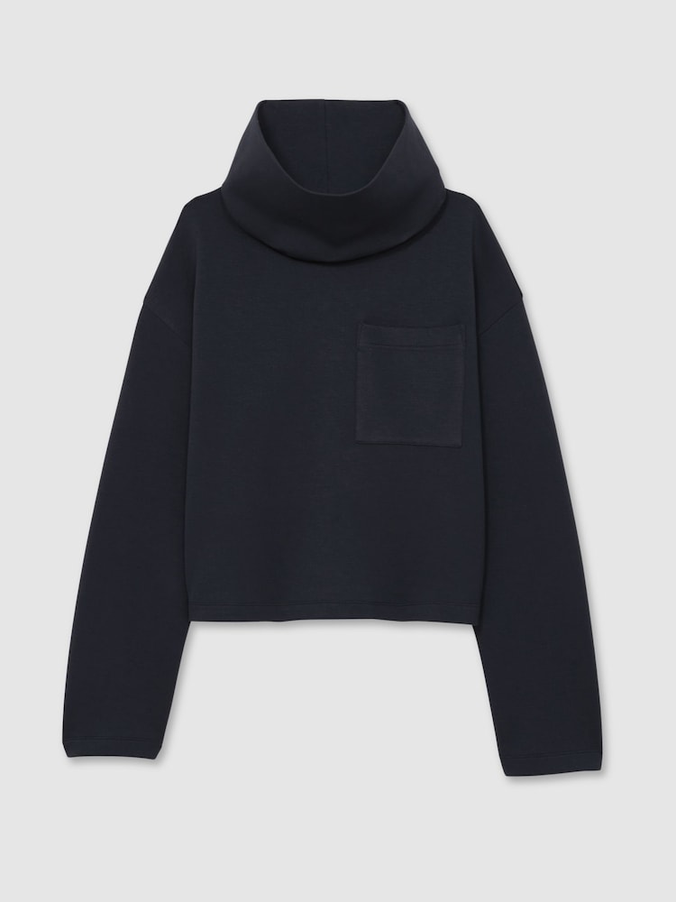 Reiss Navy Iris Jersey Funnel-Neck Sweatshirt - Image 2 of 6