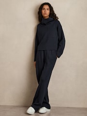 Reiss Navy Iris Jersey Funnel-Neck Sweatshirt - Image 3 of 6