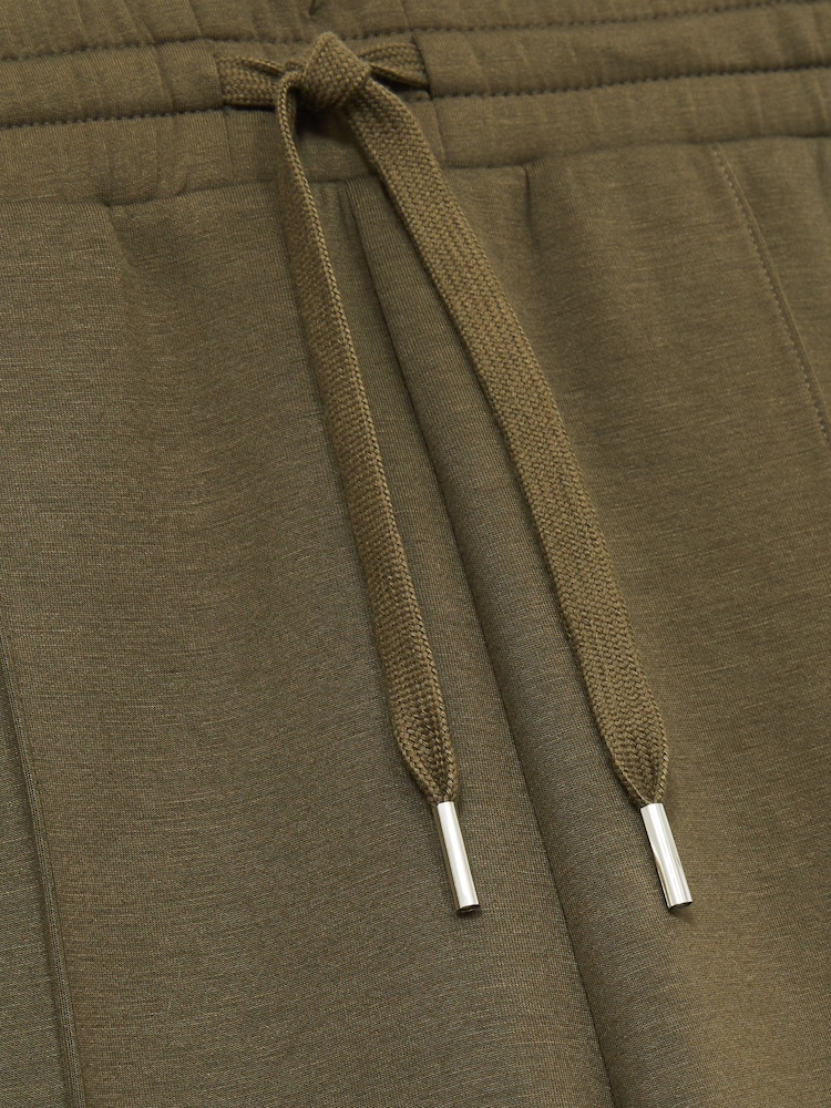 Reiss Khaki Sophia Interlock-Jersey Pintuck Drawstring Joggers - Image 6 of 6